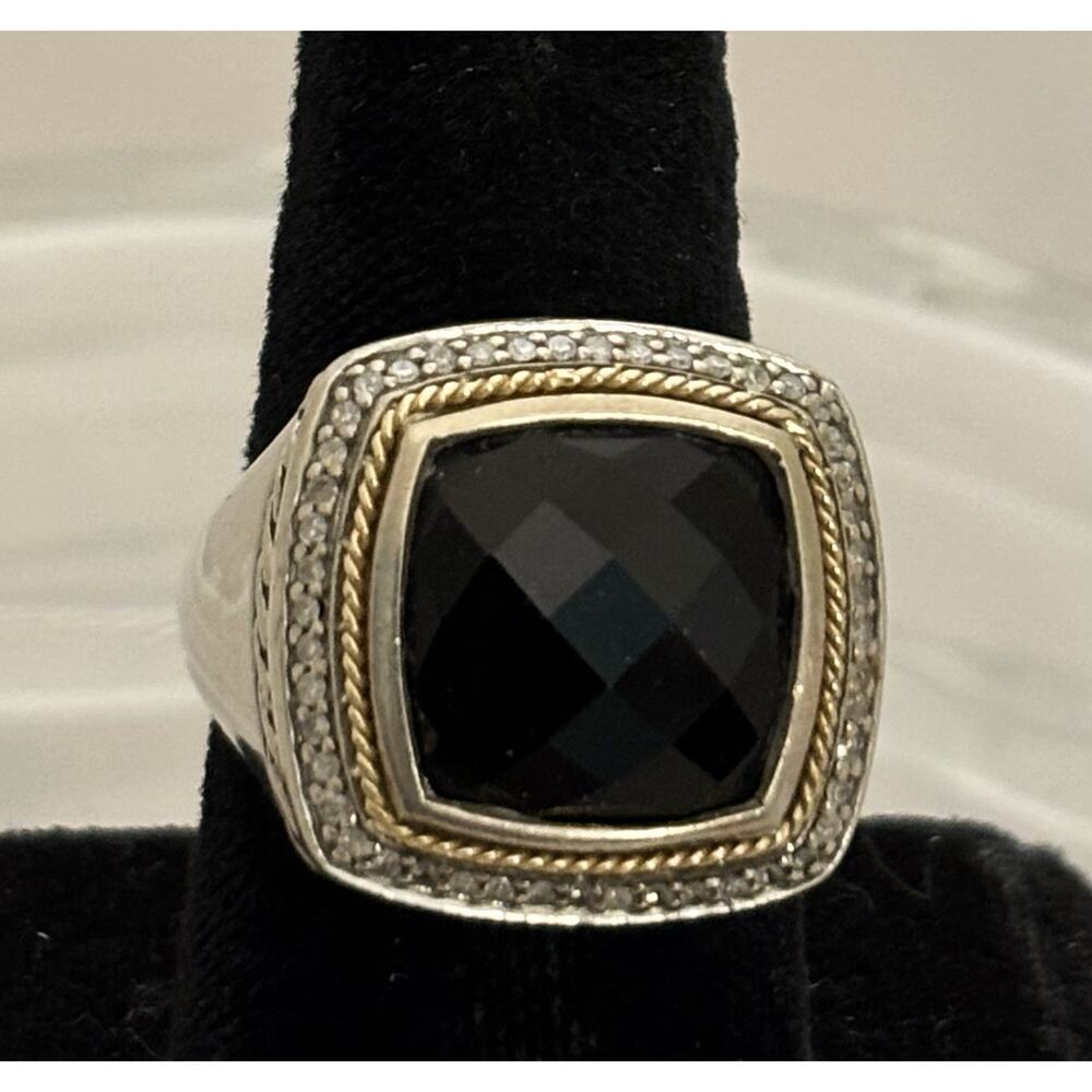 EFFY 18k Gold & Sterling silver Balissima Black Onyx and Diamonds RING AS IS